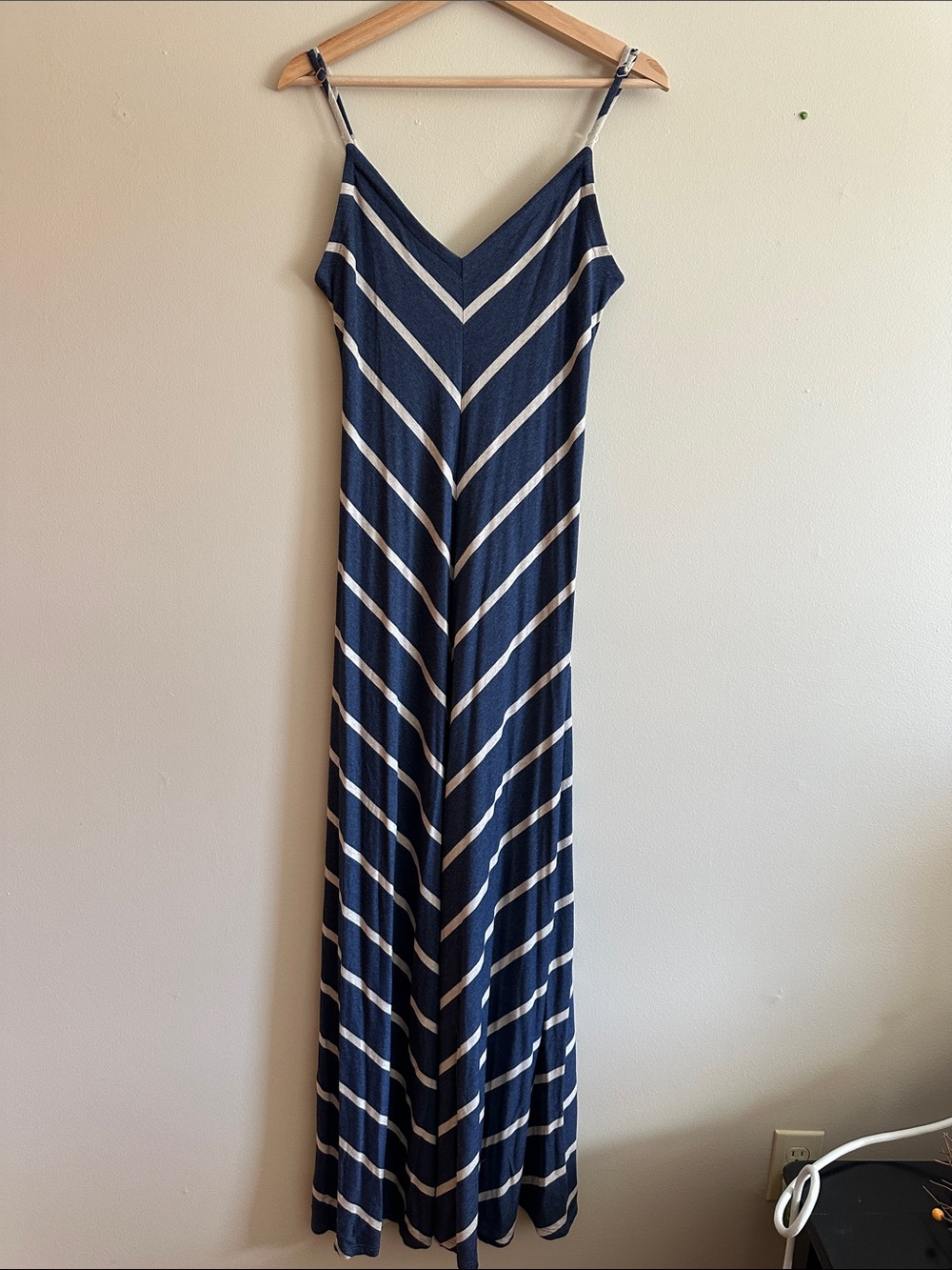 Matty M Navy and White Striped Maxi Dress